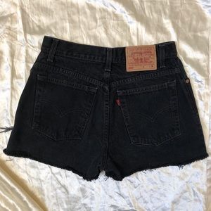 Vintage high waisted black Levi’s shorts